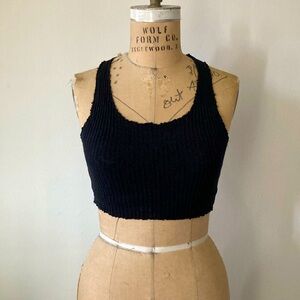 NWOT Urban Outfitters Ecote Crop Ribbed Racerback Tank Sz M Black - Raw Edges